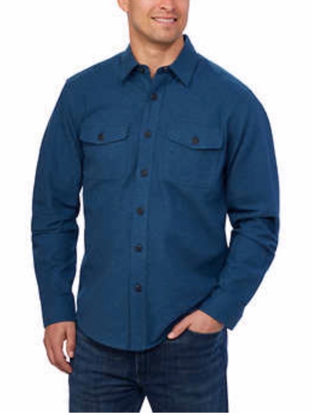 Men’s Grizzly Mountain Blue Chamois Button Down Shirt Size Large